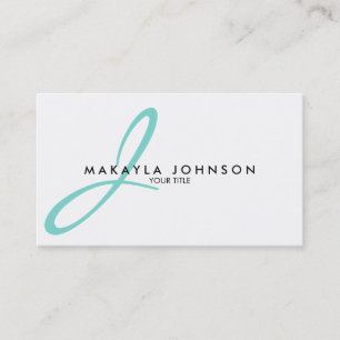 Modernes und einfaches Aqua Blue Monogram Beruflic Visitenkarte