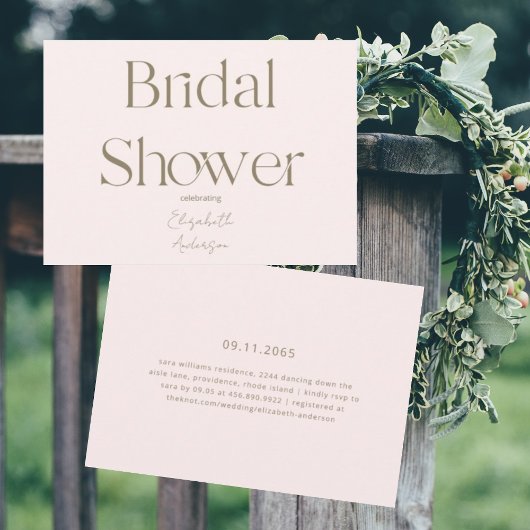 Modernes und einfaches Blush and Gold Brautparty Einladung