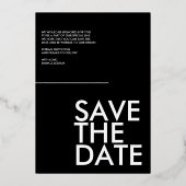 Modernes und einfaches Foil Rettete unsere Date Ca Folieneinladung (Rückseite)