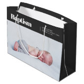 Modernes und einfaches Foto Taufe Große Geschenktüte (Rückseite Schrägansicht)