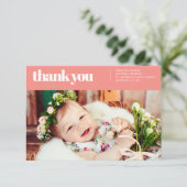 Modernes und einfaches Foto Taufe Vielen Dank Dankeskarte (Stehend Vorderseite)