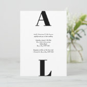 Modernes und einfaches Schwarzweiß Einladung (Stehend Vorderseite)