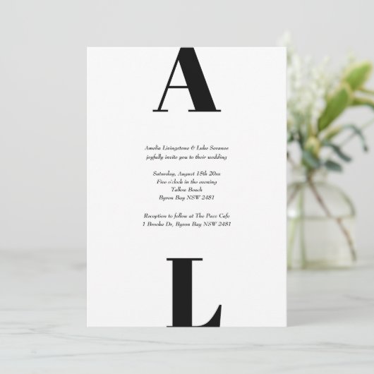 Modernes und einfaches Schwarzweiß Einladung (Stehend Vorderseite)