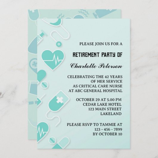 Modernes und einzigartiges Party zur Krankenversic Einladung (Vorne/Hinten)
