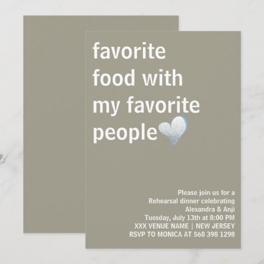 Modernes und elegantes Abendessen mit Minimalistis Einladung (Vorne/Hinten)