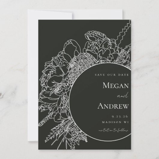 Modernes und elegantes Blumengesteck Save the Date Einladung (Vorderseite)