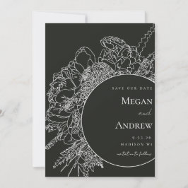 Modernes und elegantes Blumengesteck Save the Date Einladung