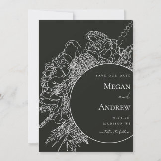 Modernes und elegantes Blumengesteck Save the Date Einladung