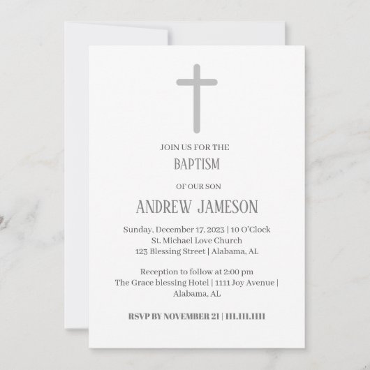 Modernes und elegantes Christliches Gold Cross | T Einladung (Vorderseite)