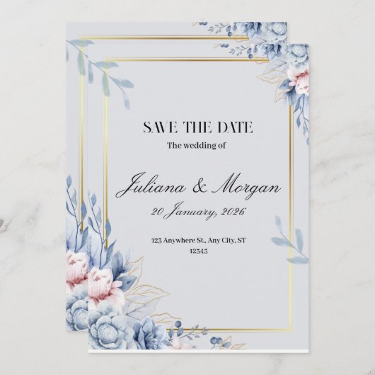 Modernes und elegantes Design für einen perfekten  Einladung (Vorne/Hinten)