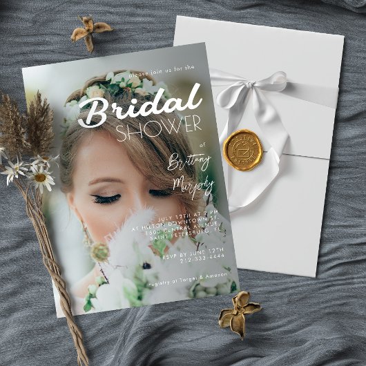 Modernes und elegantes Foto-Brautparty Einladung