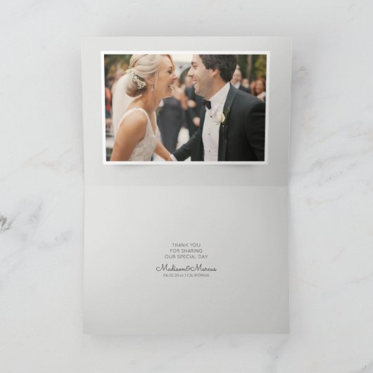 Modernes und elegantes Hochzeitsfest-Foto | Danke (Innenseite)