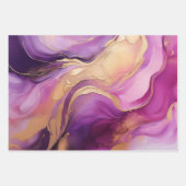 Modernes und elegantes - Lila Rosa und Gold- Geschenkpapier Set (Vorderseite)