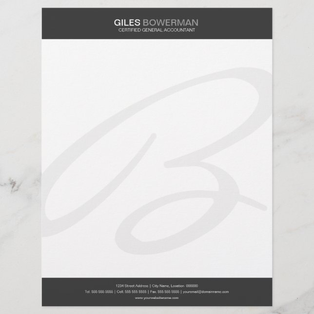 Modernes und elegantes Monogramm Briefbogen (Vorderseite)