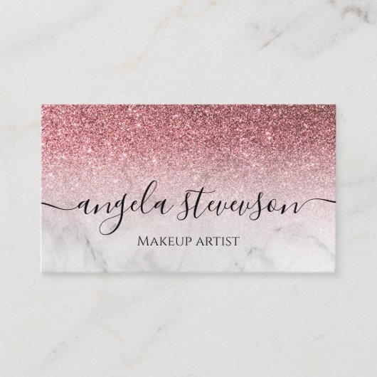 modernes und elegantes Rose Gold Glitzer Marmor Visitenkarte (Vorderseite)