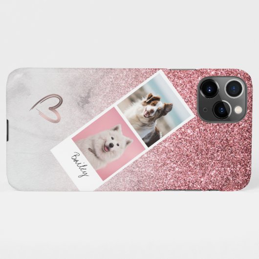 Modernes und elegantes Rose Gold Glitzer weißer Ma iPhone Hülle (Rückseite (Horizontal))