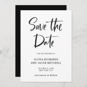 Modernes und elegantes | Schwarz-Weiß-Hochzeit Save The Date (Vorne/Hinten)
