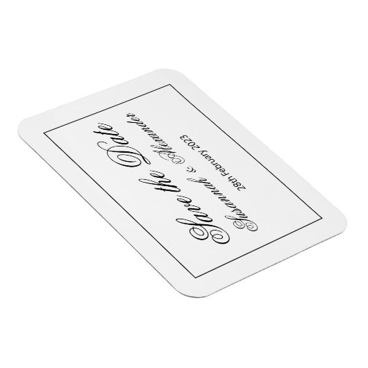 Modernes und elegantes Schwarz-Weiß-Save the Date Magnet (Rechte Seite)