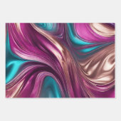 Modernes und elegantes Viva Magenta Turquoise Gold Geschenkpapier Set (Vorderseite 3)