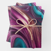 Modernes und elegantes Viva Magenta Turquoise Gold Geschenkpapier Set (Beispiel)