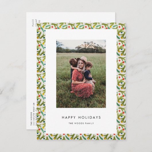 Modernes und festliches Weihnachtsmuster Foto Postkarte (Vorne/Hinten)