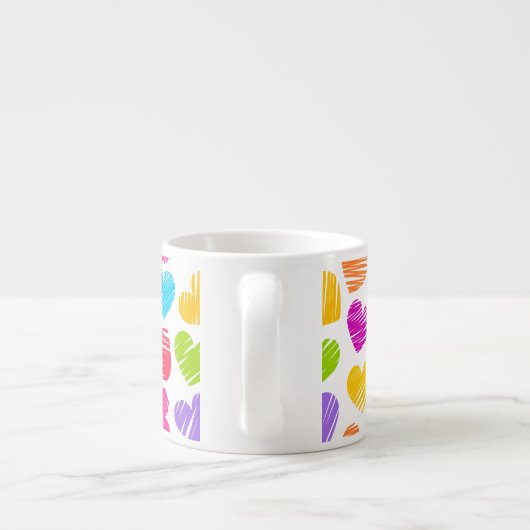 Modernes und Girly Vibranly Vidled Herts Pattern Espressotasse (Rückseite)