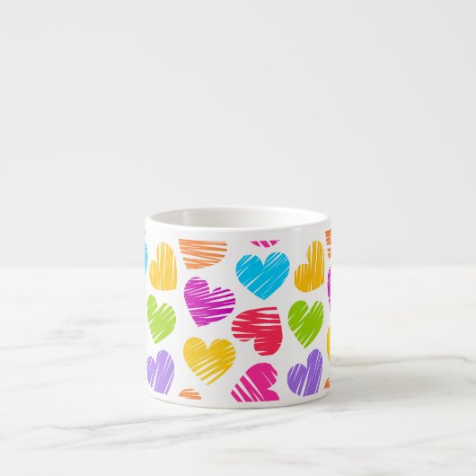 Modernes und Girly Vibranly Vidled Herts Pattern Espressotasse (Vorderseite)