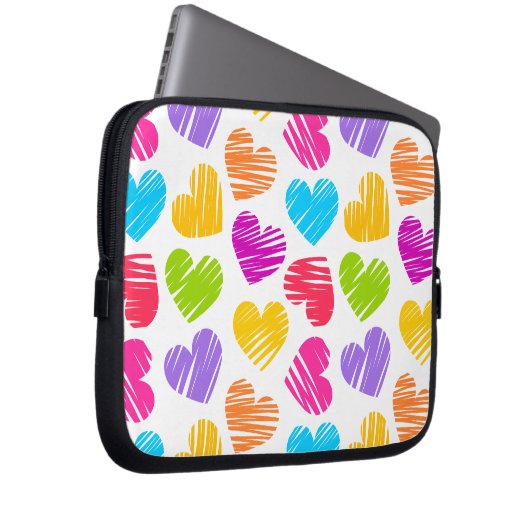 Modernes und Girly Vibranly Vidled Herts Pattern Laptopschutzhülle (Vorne Rechts)