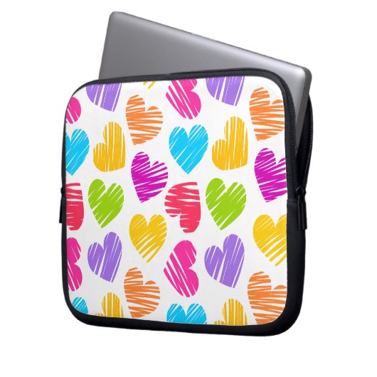 Modernes und Girly Vibranly Vidled Herts Pattern Laptopschutzhülle (Vorderseite Links)