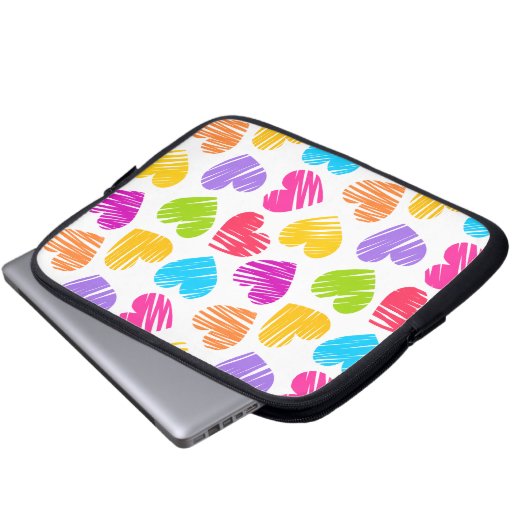 Modernes und Girly Vibranly Vidled Herts Pattern Laptopschutzhülle (Vorne Knopf)