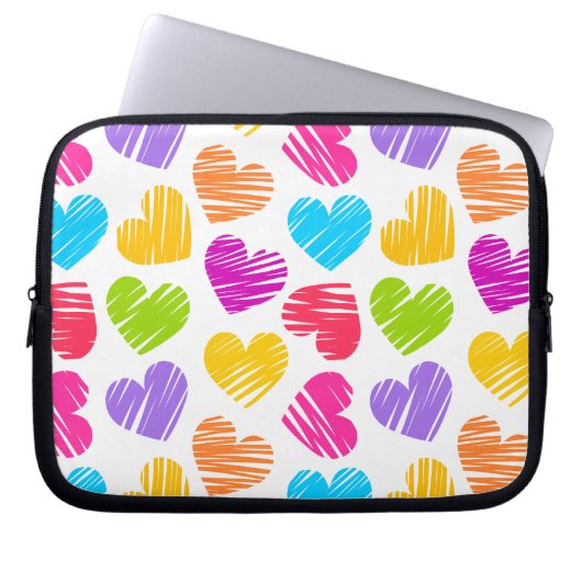 Modernes und Girly Vibranly Vidled Herts Pattern Laptopschutzhülle (Vorderseite)