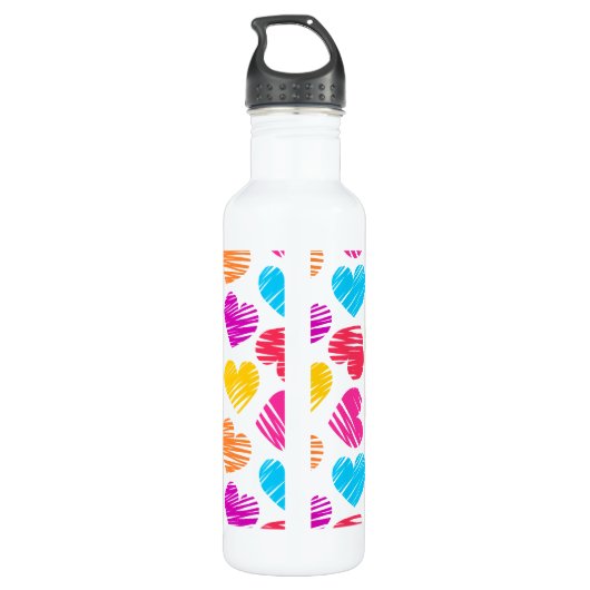 Modernes und Girly Vibranly Vidled Herts Pattern Trinkflasche (Rückseite)