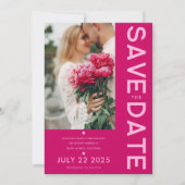 Modernes und kühnes Magenta-Foto Save the Date Einladung (Vorderseite)