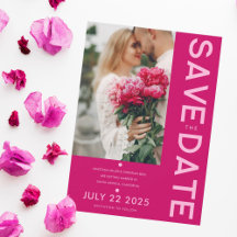 Modernes und kühnes Magenta-Foto Save the Date