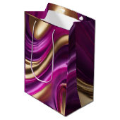 Modernes und Lila Rosa und Gold- Mittlere Geschenktüte (Vorderseite Schrägansicht)
