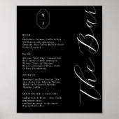 Modernes und minimales Bar Menu-Skript Monogram Bl Poster (Vorne)