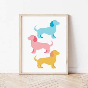 Modernes und minimales Dackel Dog Collage Kinderzi Poster