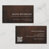 Modernes und minimales dunkles Holz - Bauen Visitenkarte (Vorne/Hinten)