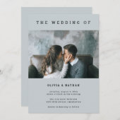 Modernes und minimales Grau | Hochzeit eines Fotos Einladung (Vorne/Hinten)