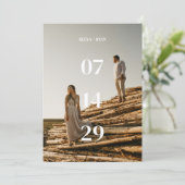 Modernes und minimales, kühnes Foto Hochzeitsfeier Ankündigung (Stehend Vorderseite)