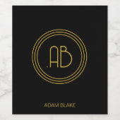 Modernes und minimales Schwarz & Gold Weinetikett (Einzelnes Label)