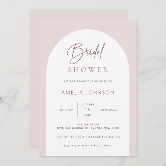 Modernes und minimalistisches Brautparty Einladung (Vorne/Hinten)