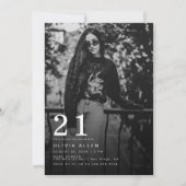 Modernes und Minimalistisches Foto Schwarz | Weiße Einladung (Vorderseite)