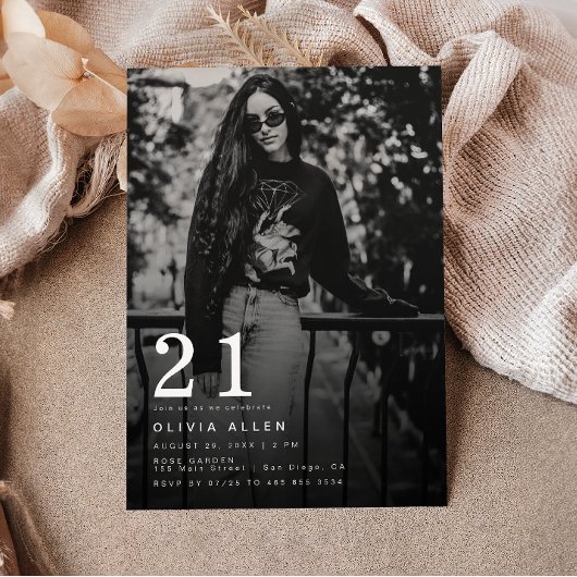 Modernes und Minimalistisches Foto Schwarz | Weiße Einladung