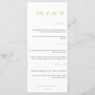 Modernes und Minimalistisches Goldskriptmenü für H Menükarte