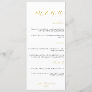 Modernes und Minimalistisches Goldskriptmenü für H Menükarte