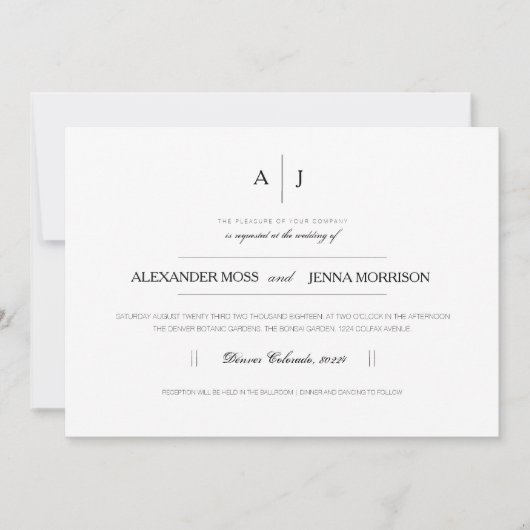 Modernes und Minimalistisches Hochzeitsfest Einladung (Vorderseite)