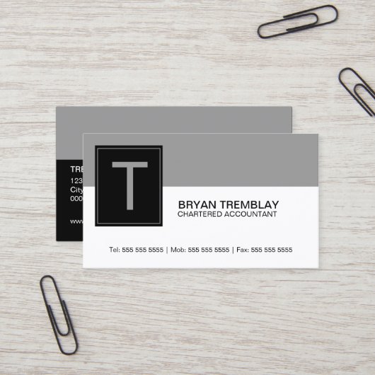 Modernes und mutiges Monogramm Visitenkarte (Vorderseite/Rückseite Beispiel)