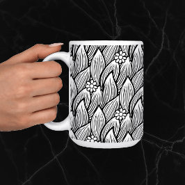 Modernes und Niedliches Schwarz-Weiß-Hippie-Daisy Kaffeetasse