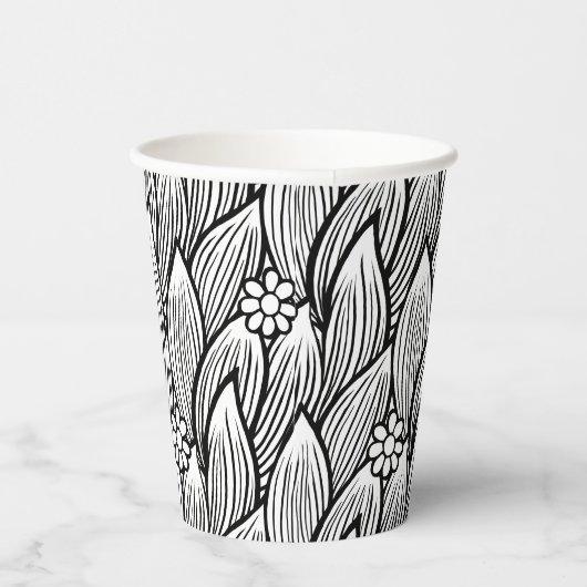 Modernes und Niedliches Schwarz-Weiß-Hippie-Daisy Pappbecher (Rechts)